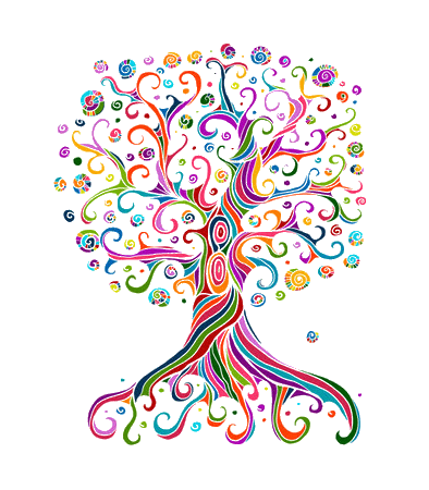 Arbre de vie coloré, constellations familiales